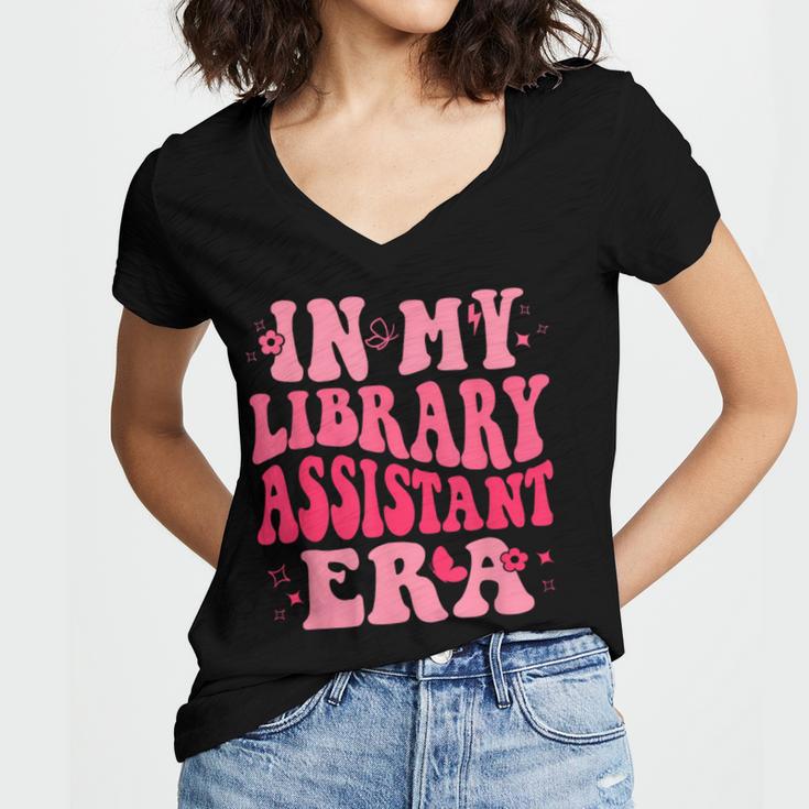 Librarian Assistant Shirt Books Reader Library Assistant Women's Jersey Short Sleeve Deep V-Neck Tshirt