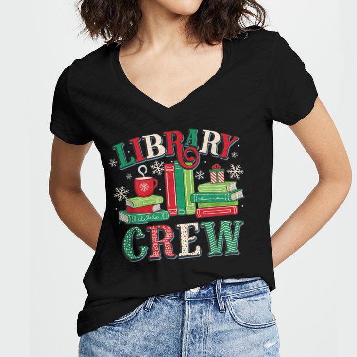 Library Crew Book Lovers Reader Teacher Librarian Christmas Women's Jersey Short Sleeve Deep V-Neck Tshirt Library Crew Book Lovers Reader Teacher Librarian Christmas Women's Jersey Short Sleeve Deep V-Neck Tshirt