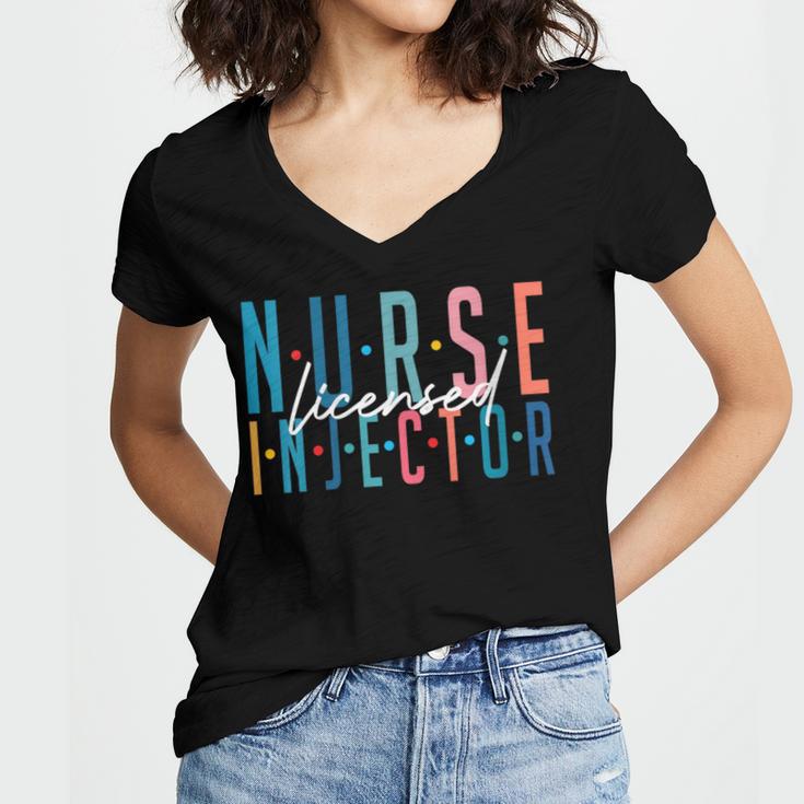 Licensed Nurse Injector Graduation Nurse Injector Women's Jersey Short Sleeve Deep V-Neck Tshirt