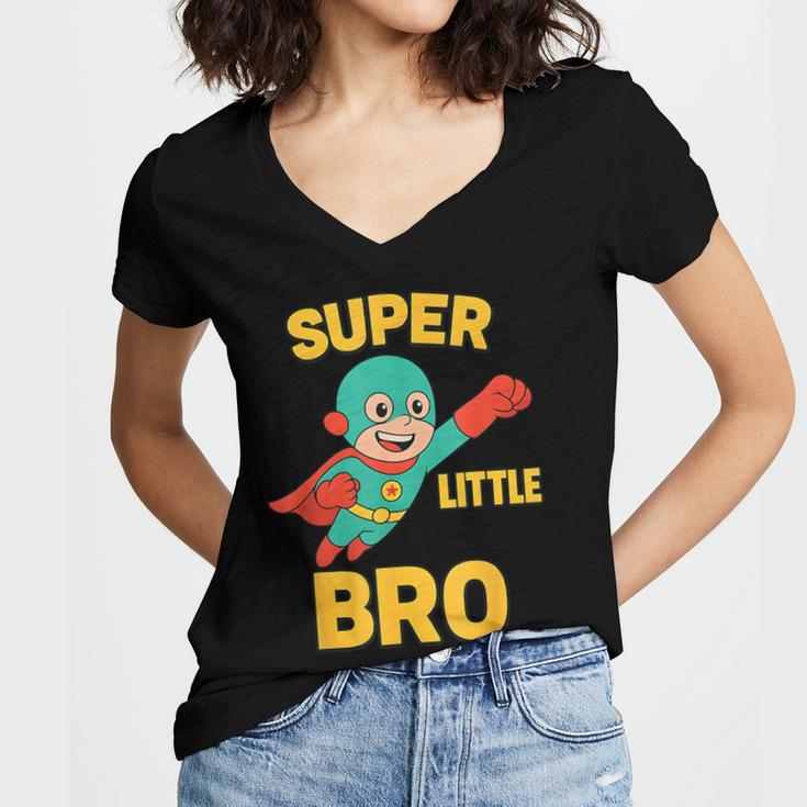 Little Cute Superhero Brother Comic Book Baby Bro Women's Jersey Short Sleeve Deep V-Neck Tshirt