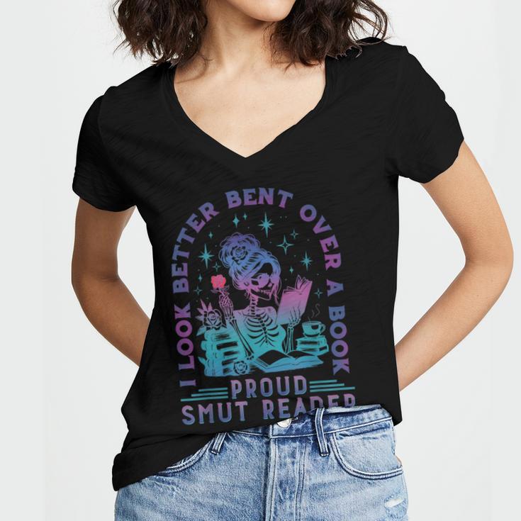 I Look Better Bent Over A Book Smut Reader Bookish Women's Jersey Short Sleeve Deep V-Neck Tshirt