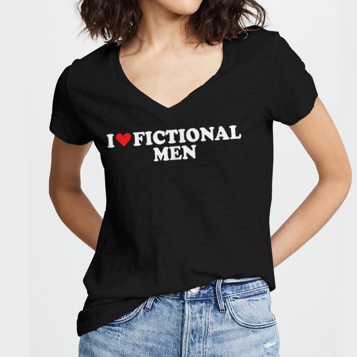 I Love Heart Fictional Men Simple Cute Reading Books Women's Jersey Short Sleeve Deep V-Neck Tshirt