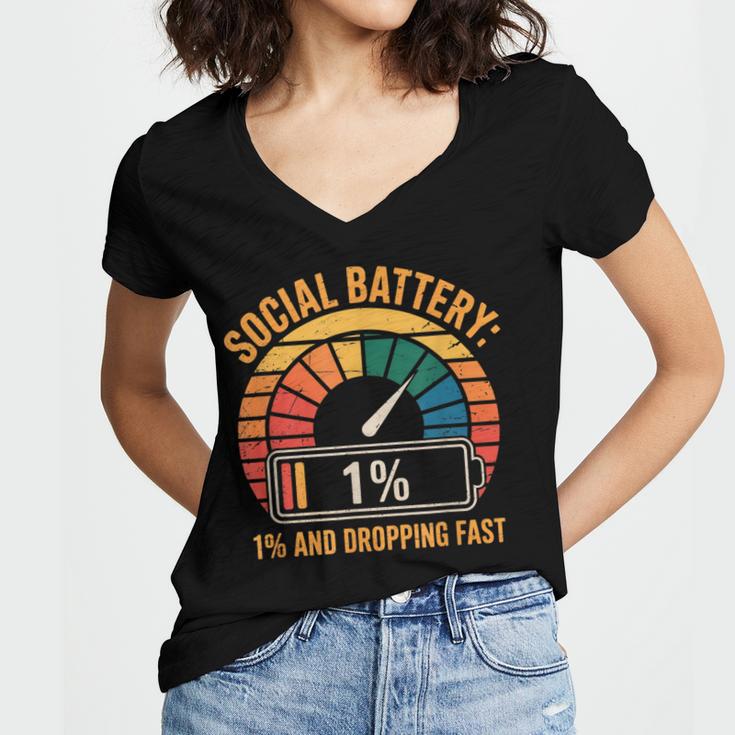 Low Social Battery Introvert Energy Women's Jersey Short Sleeve Deep V-Neck Tshirt Low Social Battery Introvert Energy Women's Jersey Short Sleeve Deep V-Neck Tshirt