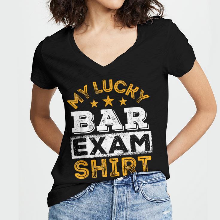 My Lucky Bar Exam Shirt Lawyer Law School Graduation Women's Jersey Short Sleeve Deep V-Neck Tshirt