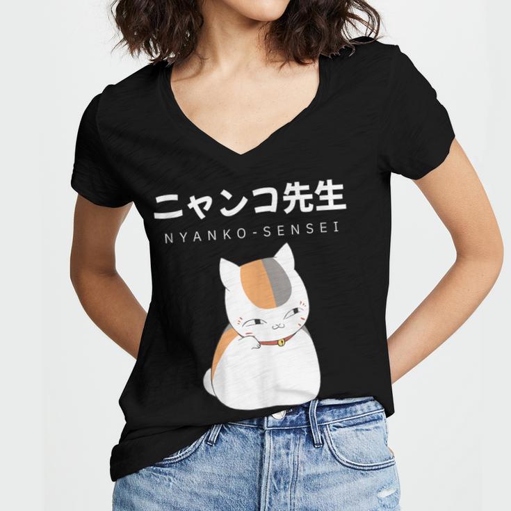Madara Nyanko Sensei Natsume Yuujinchou Book Of Friends Cat Women's Jersey Short Sleeve Deep V-Neck Tshirt Madara Nyanko Sensei Natsume Yuujinchou Book Of Friends Cat Women's Jersey Short Sleeve Deep V-Neck Tshirt