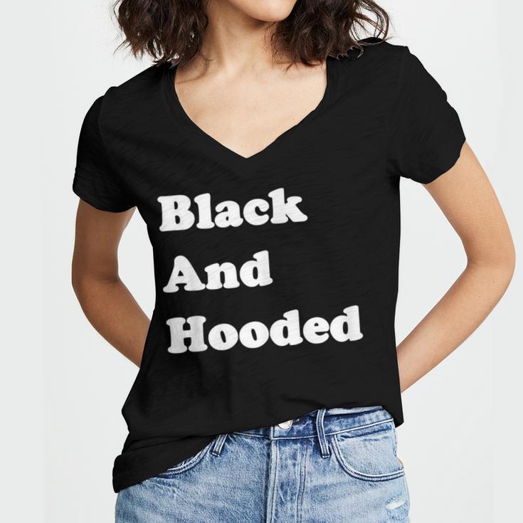 Masters Degree Graduation And Hooded T-Shirt Women's Jersey Short Sleeve Deep V-Neck Tshirt