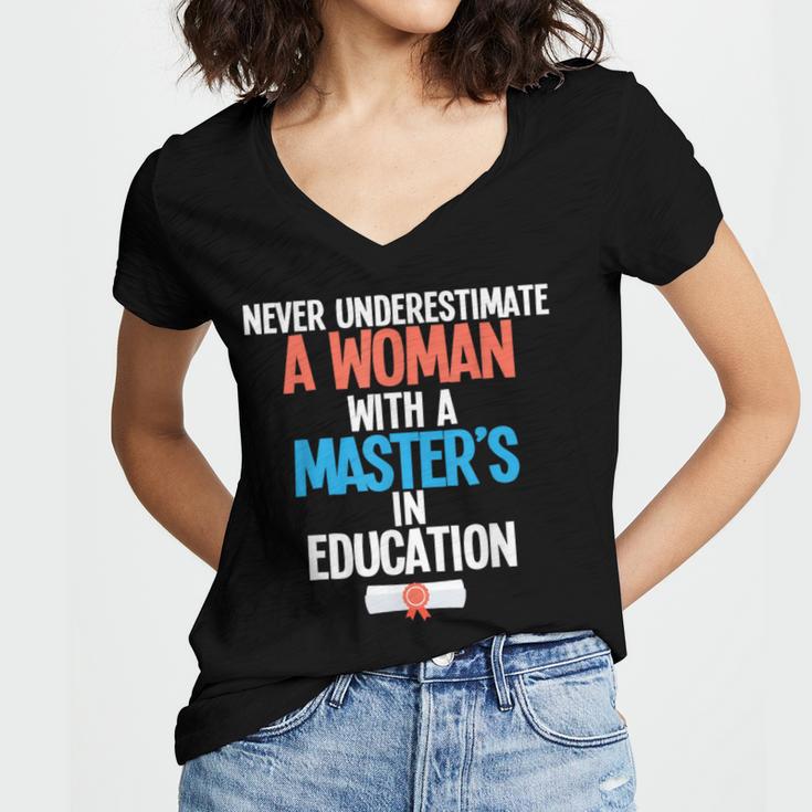 Masters In Education Degree Graduation Women MeD Women's Jersey Short Sleeve Deep V-Neck Tshirt