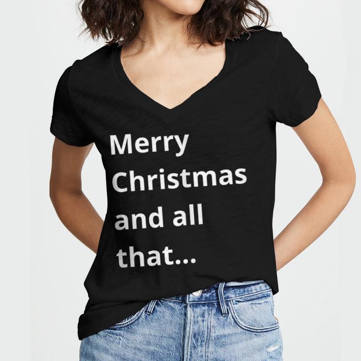 Merry Christmas Sarcastic Phrase For Introvert People Women's Jersey Short Sleeve Deep V-Neck Tshirt