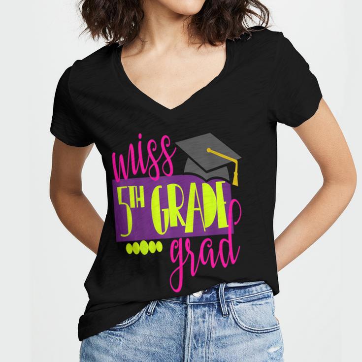Miss 5th Grade Shirt 5 Grad Kids Girl Graduation School Women's Jersey Short Sleeve Deep V-Neck Tshirt