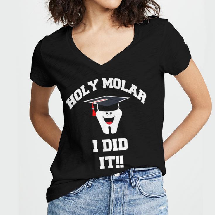 Molar Dentist Dental Hygienist Graduation Shirt Women's Jersey Short Sleeve Deep V-Neck Tshirt