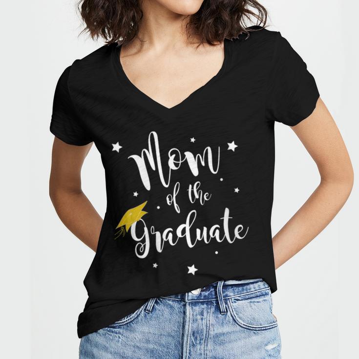 Mom Of The Graduate Mother Of Grad Mama Of Senior Graduation Women's Jersey Short Sleeve Deep V-Neck Tshirt