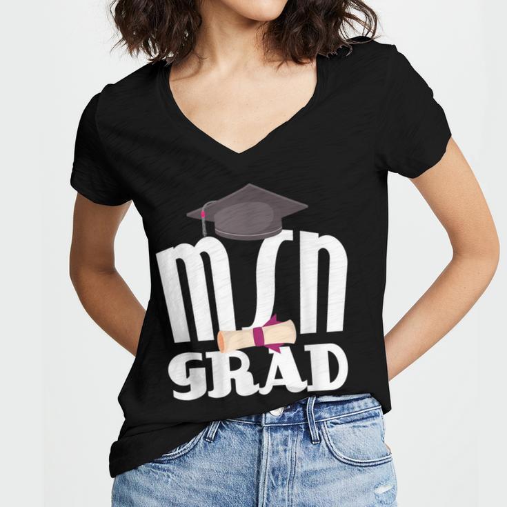 MSN Masters Graduation Men Women Son Daughter Women's Jersey Short Sleeve Deep V-Neck Tshirt