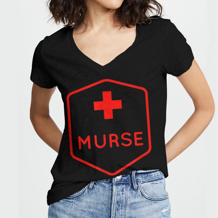 Murse Shirt Perfect For Male Nurse Graduation Women's Jersey Short Sleeve Deep V-Neck Tshirt