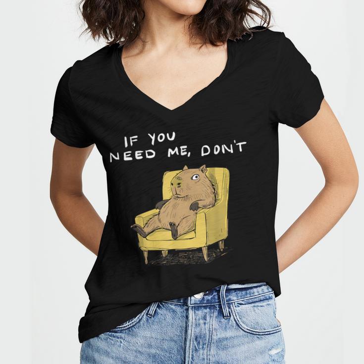 If You Need Me Don’t Introvert Capybara Sarcastic Women's Jersey Short Sleeve Deep V-Neck Tshirt If You Need Me Don’t Introvert Capybara Sarcastic Women's Jersey Short Sleeve Deep V-Neck Tshirt
