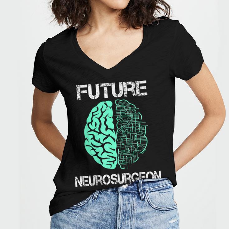 Neuro Surgeon Brain Student Graduation Future Neurosurgeon Women's Jersey Short Sleeve Deep V-Neck Tshirt