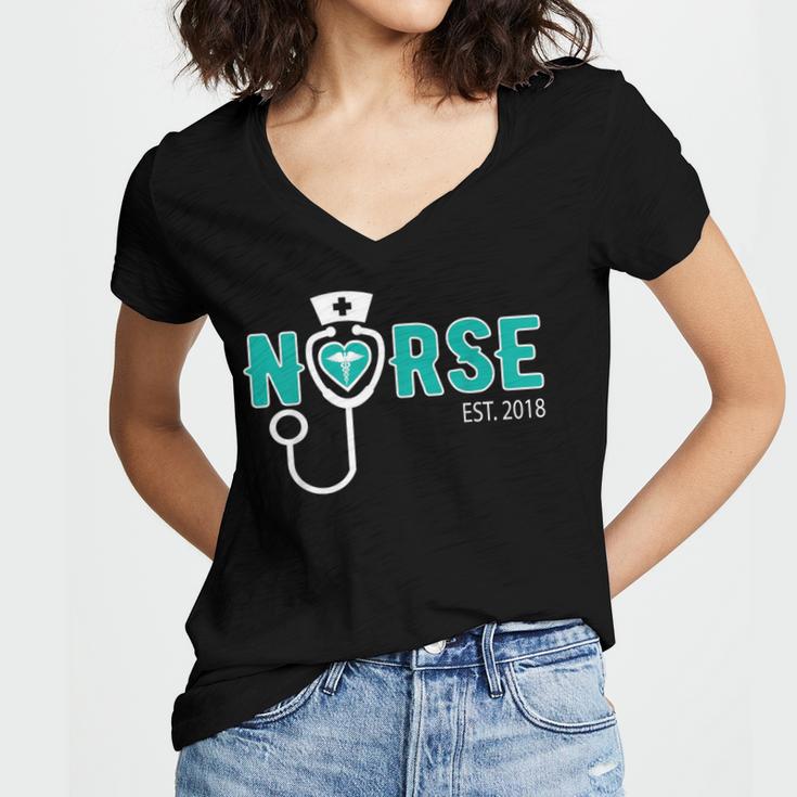 New Grad Nurse Graduation For RN & LPN Women's Jersey Short Sleeve Deep V-Neck Tshirt