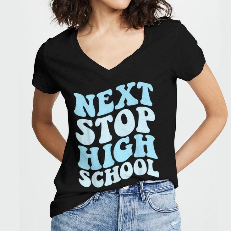 Next Stop High School Elementary School Graduation 2025 Women's Jersey Short Sleeve Deep V-Neck Tshirt