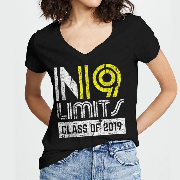 No Limits Class Of 2019 Graduation Vintage Women's Jersey Short Sleeve Deep V-Neck Tshirt