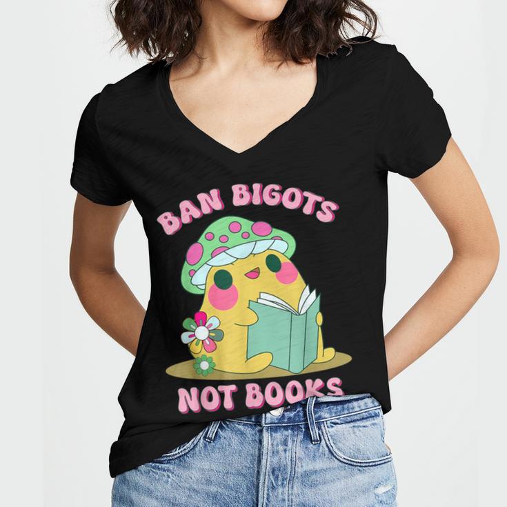 Do Not Forbid Fanatics Books Funny Mushroom Books Reading Women's Jersey Short Sleeve Deep V-Neck Tshirt