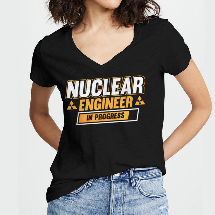Nuclear Engineer In Progress Engineer Graduation Women's Jersey Short Sleeve Deep V-Neck Tshirt