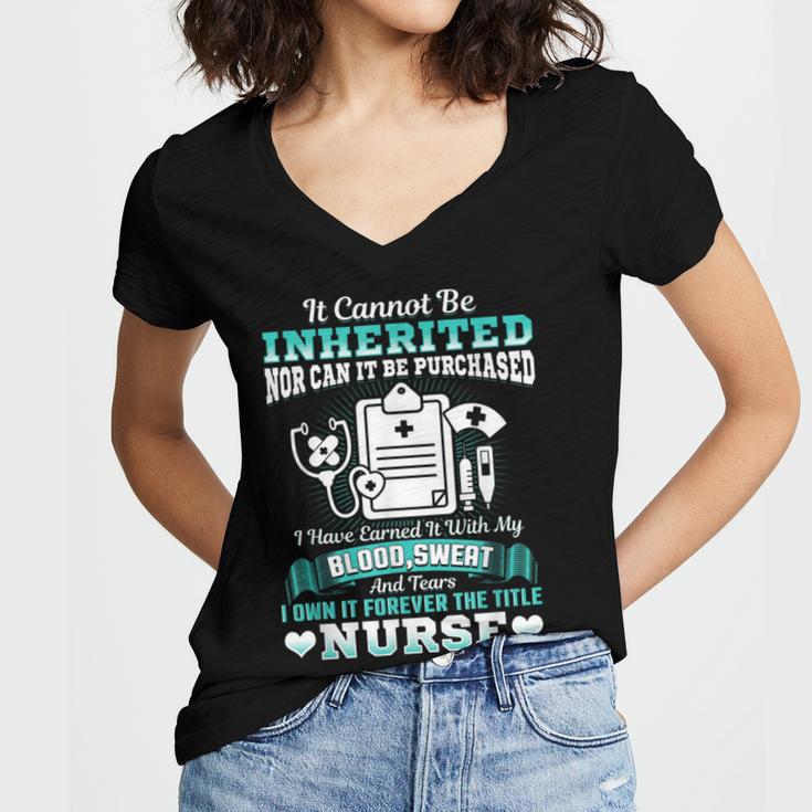 Nursing School Graduation Inherited RN LPN Nurse Grad 2021 Women's Jersey Short Sleeve Deep V-Neck Tshirt