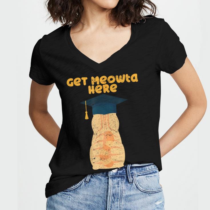 Orange Tabby Cat Graduation Distressed Shirt For Grads For Men Women Girls Kids Women's Jersey Short Sleeve Deep V-Neck Tshirt