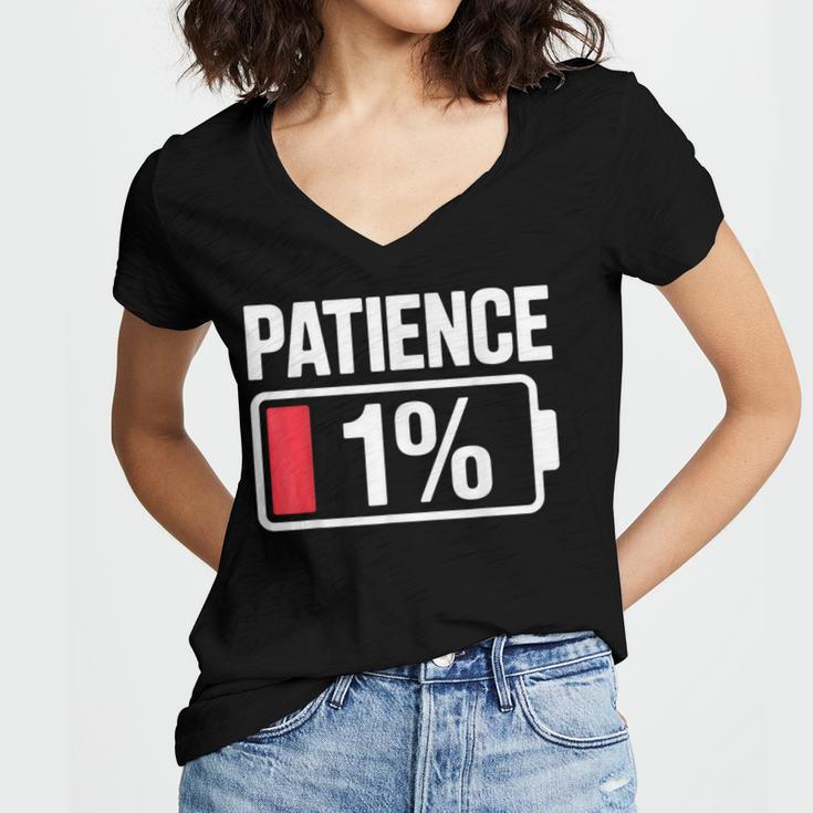 Patience 1 Battery Low Mood Tired Introvert Humor Women's Jersey Short Sleeve Deep V-Neck Tshirt Patience 1 Battery Low Mood Tired Introvert Humor Women's Jersey Short Sleeve Deep V-Neck Tshirt