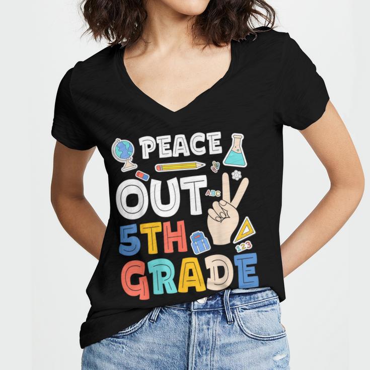Peace Out 5th Grade Fifth Grade Graduation T-Shirt Women's Jersey Short Sleeve Deep V-Neck Tshirt