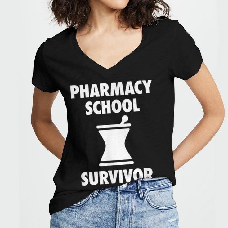 Pharmacy School Survivor PharmD Graduation T-Shirt Women's Jersey Short Sleeve Deep V-Neck Tshirt