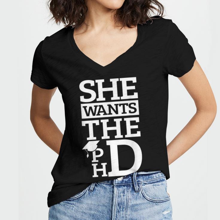 PhD Doctorate Husband Boyfriend PhD Graduation Women's Jersey Short Sleeve Deep V-Neck Tshirt