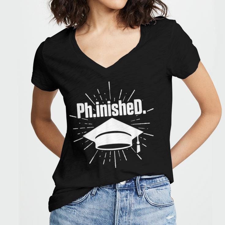 PhinisheD PhD Graduation Doctor Of Philosophy Women's Jersey Short Sleeve Deep V-Neck Tshirt