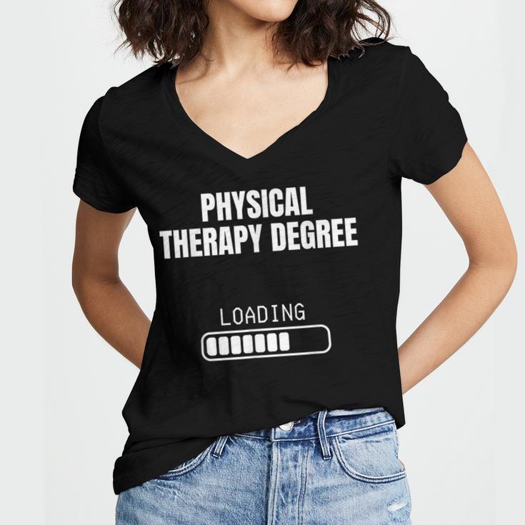 Physical Therapy Degree Loading Student Graduation Women's Jersey Short Sleeve Deep V-Neck Tshirt
