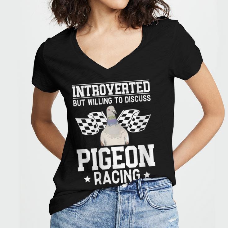 Pigeon Racing Introvert Pigeon Breeder Homing Pigeon Women's Jersey Short Sleeve Deep V-Neck Tshirt Pigeon Racing Introvert Pigeon Breeder Homing Pigeon Women's Jersey Short Sleeve Deep V-Neck Tshirt