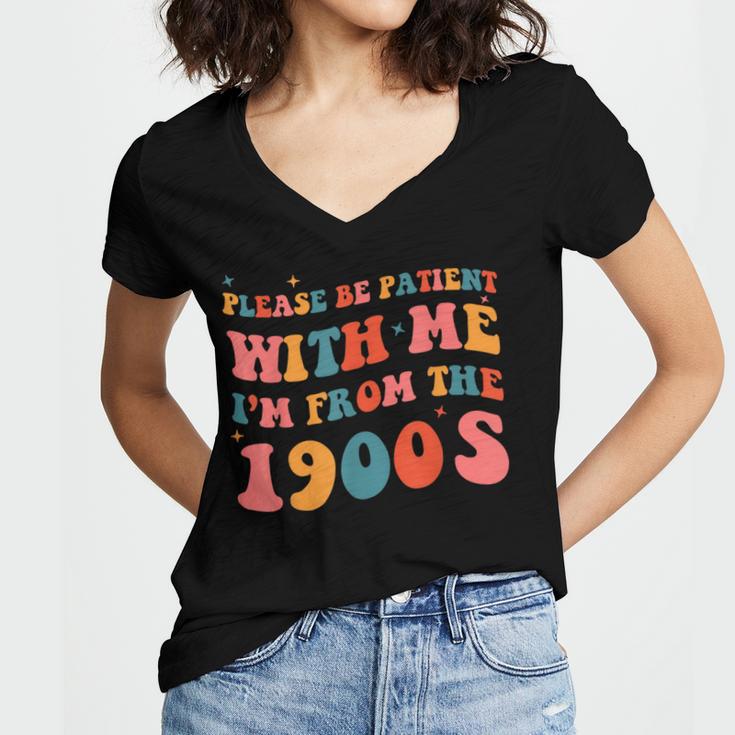 Please Be Patient With Me I'm From The 1900s Boho Saying Women's Jersey Short Sleeve Deep V-Neck Tshirt Please Be Patient With Me I'm From The 1900s Boho Saying Women's Jersey Short Sleeve Deep V-Neck Tshirt