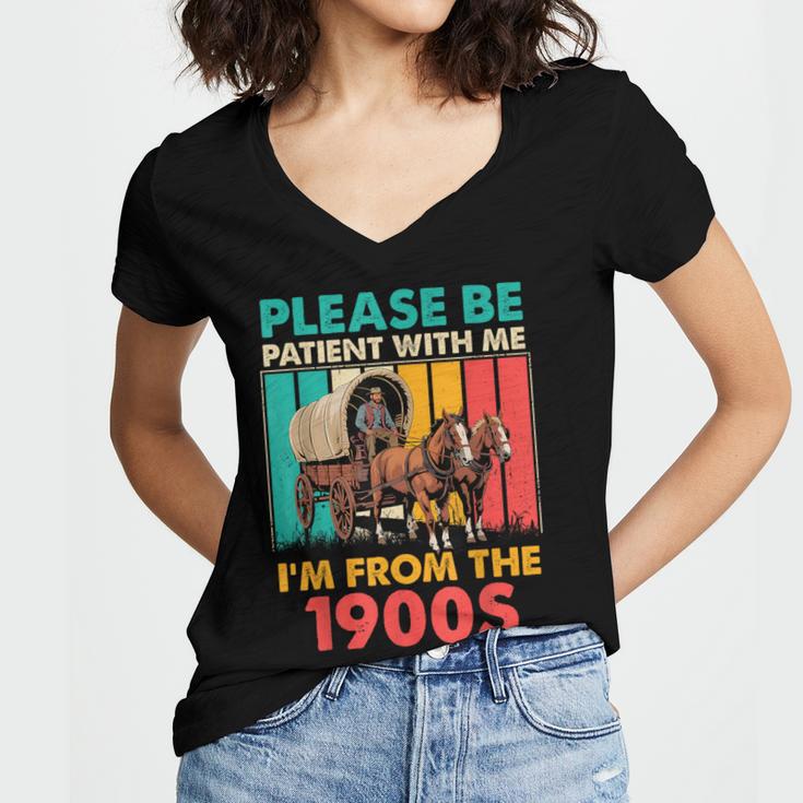 Please Be Patient I'm From The 1900s Dad Fathers Day Women's Jersey Short Sleeve Deep V-Neck Tshirt Please Be Patient I'm From The 1900s Dad Fathers Day Women's Jersey Short Sleeve Deep V-Neck Tshirt