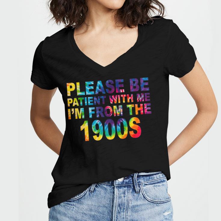 Please Be Be Patient With Me I'm From The 1900s Hippie Women's Jersey Short Sleeve Deep V-Neck Tshirt