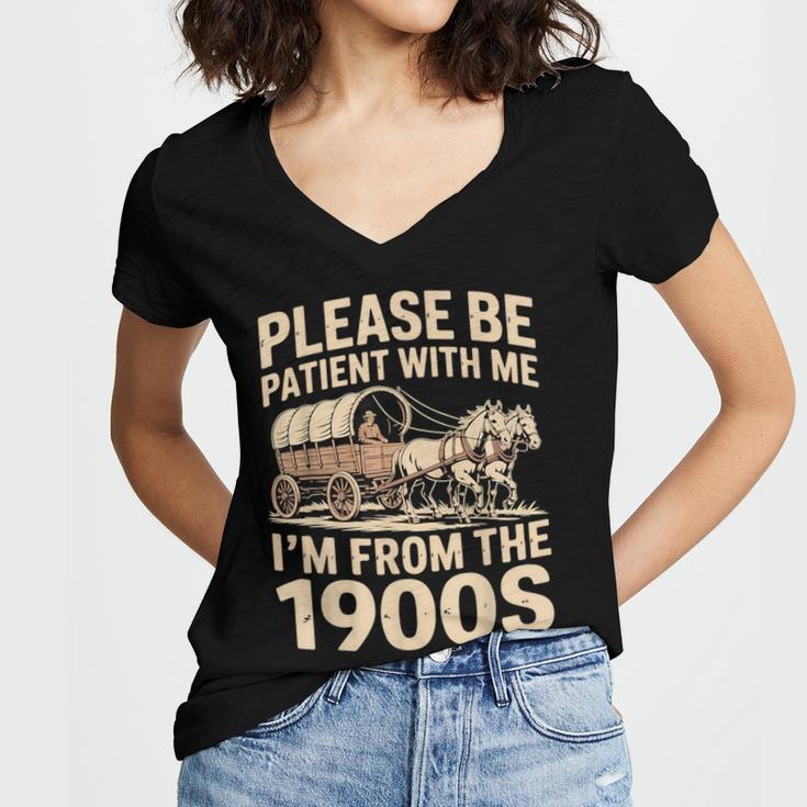 Please Be Patient With My I'm From The 1900s Retired Women's Jersey Short Sleeve Deep V-Neck Tshirt