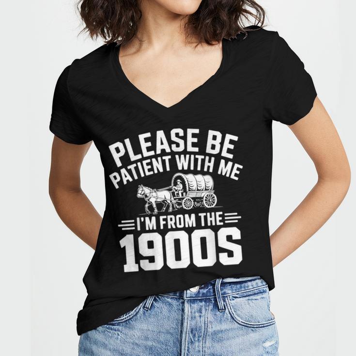 Please Be Patient With My I'm From The 1900s Retirement Women's Jersey Short Sleeve Deep V-Neck Tshirt