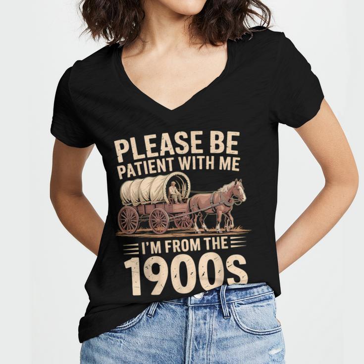 Please Be Patient With Me I'm From The 1900s Retro Humor Women's Jersey Short Sleeve Deep V-Neck Tshirt Please Be Patient With Me I'm From The 1900s Retro Humor Women's Jersey Short Sleeve Deep V-Neck Tshirt