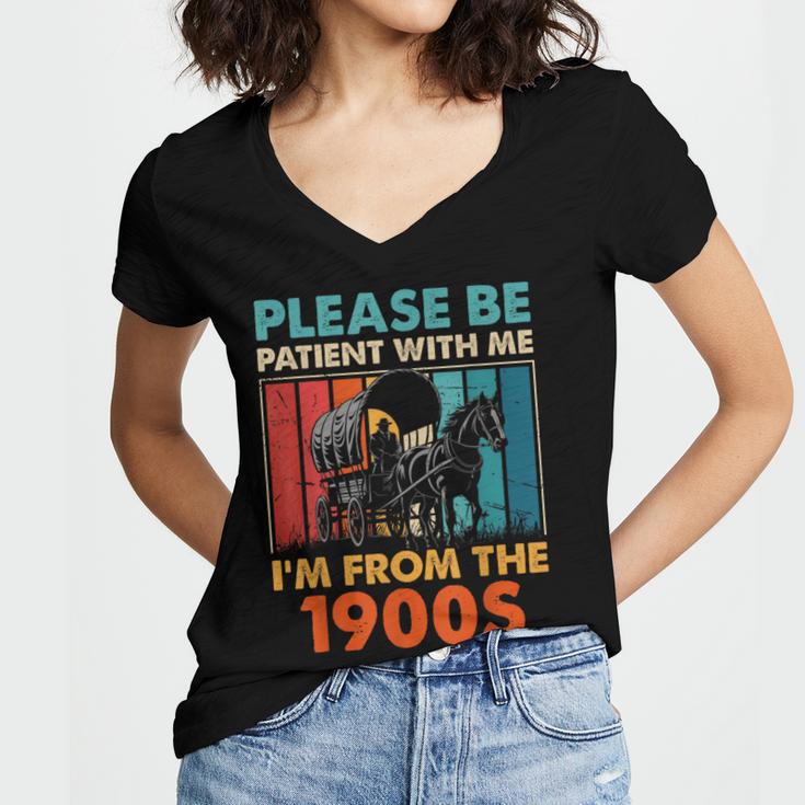 Please Be Patient With Me I'm From The 1900s Vintage Dad Women's Jersey Short Sleeve Deep V-Neck Tshirt Please Be Patient With Me I'm From The 1900s Vintage Dad Women's Jersey Short Sleeve Deep V-Neck Tshirt