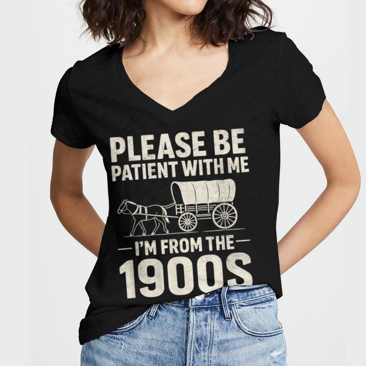 Please Be Patient I'm From The 1900s Vintage Old-Timer Women's Jersey Short Sleeve Deep V-Neck Tshirt