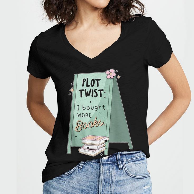 Plot Twist I Bought More Books Bookish Women's Jersey Short Sleeve Deep V-Neck Tshirt Plot Twist I Bought More Books Bookish Women's Jersey Short Sleeve Deep V-Neck Tshirt