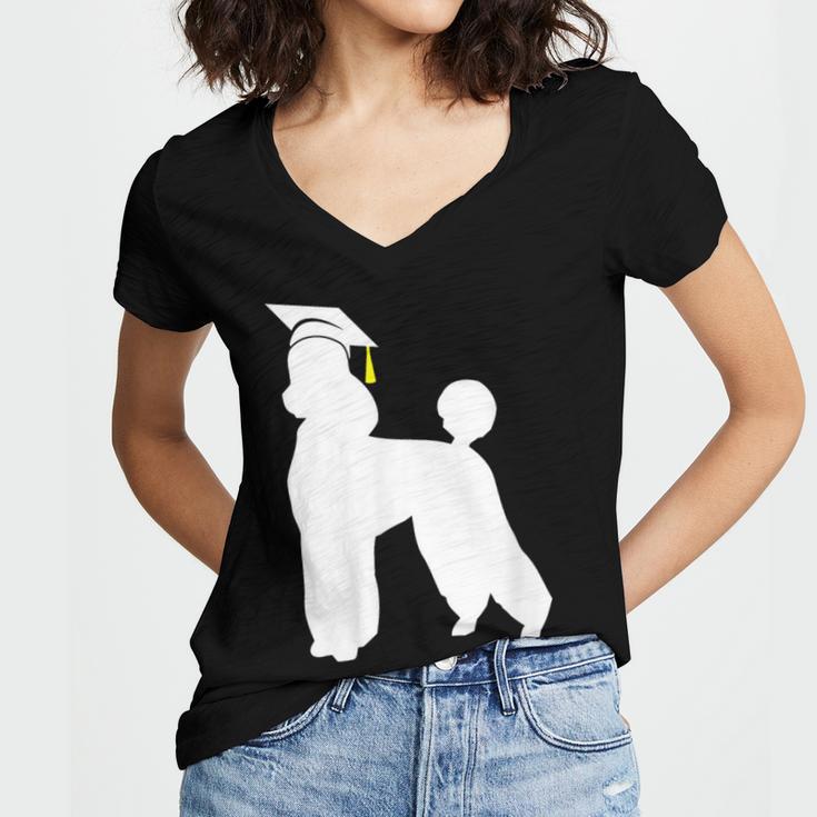 Poodle Graduation Dog Graduate Women's Jersey Short Sleeve Deep V-Neck Tshirt