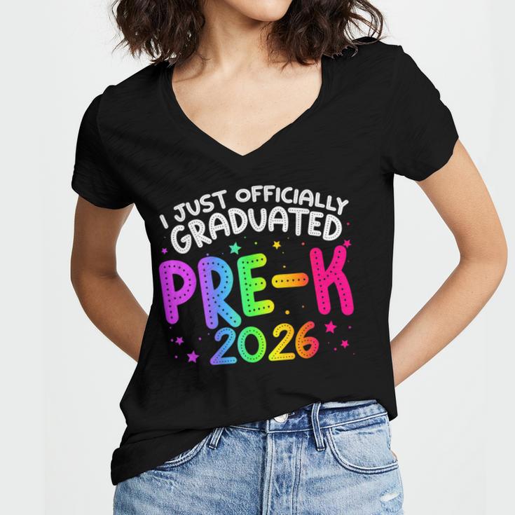 Pre-K Graduation Class Of 2026 Pre-K Graduated 2026 Women's Jersey Short Sleeve Deep V-Neck Tshirt