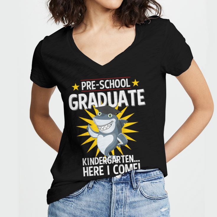 Pre K Graduation Shirts Shark Grad Toddler Women's Jersey Short Sleeve Deep V-Neck Tshirt