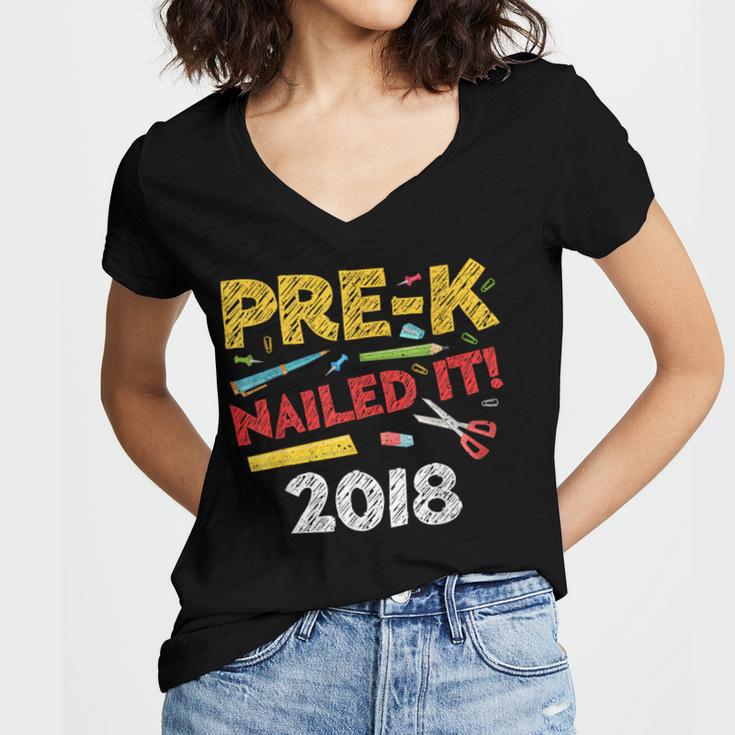 Pre-K Nailed It Class Of 2018 Graduation Women's Jersey Short Sleeve Deep V-Neck Tshirt