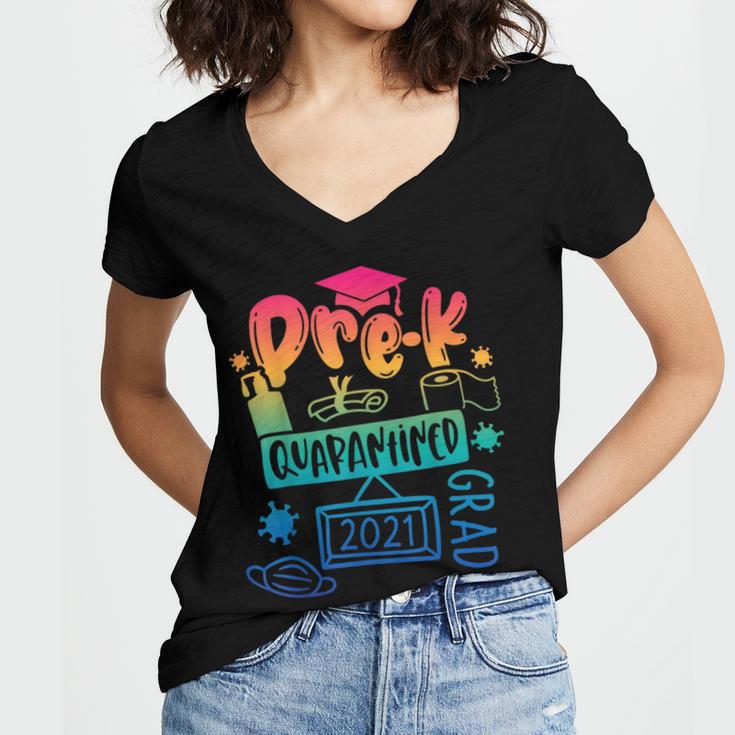 Pre-K Prek3 Prek4 Graduate Quarantine Preschool Graduation Women's Jersey Short Sleeve Deep V-Neck Tshirt