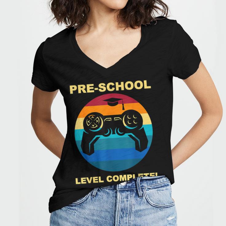 Pre-School Level Complete Graduation Video Gamer PreschoolWomen's Jersey Short Sleeve Deep V-Neck Tshirt