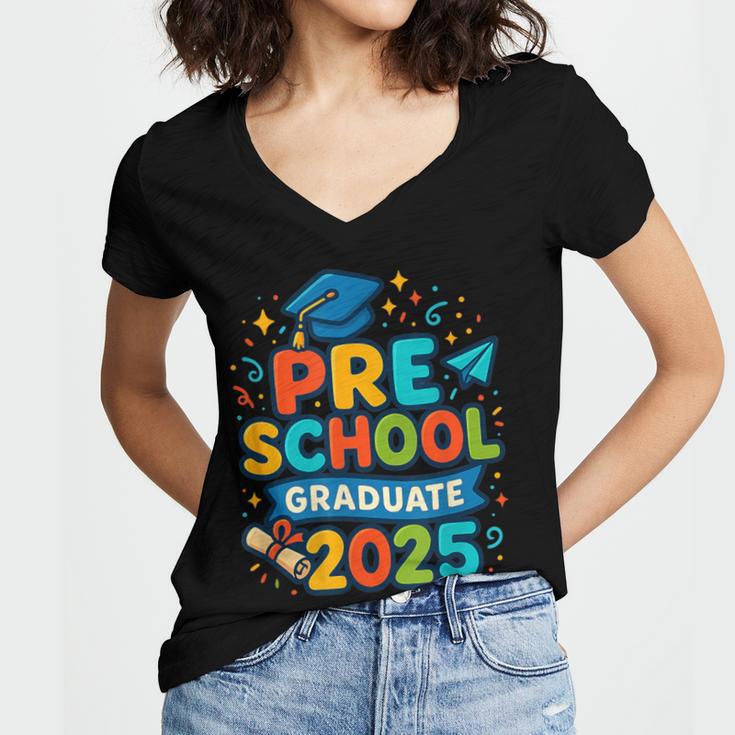 Preschool Graduation 2025 Pre-k Graduate Kids Boys Girls Women's Jersey Short Sleeve Deep V-Neck Tshirt