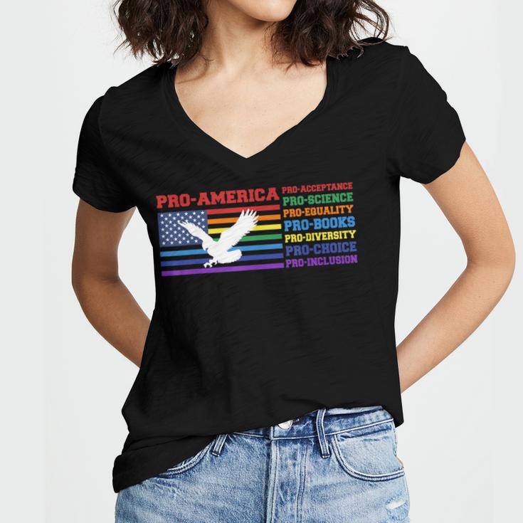 Pro America Pro Acceptance Pro Science Pro Equality Pro Book Women's Jersey Short Sleeve Deep V-Neck Tshirt Pro America Pro Acceptance Pro Science Pro Equality Pro Book Women's Jersey Short Sleeve Deep V-Neck Tshirt